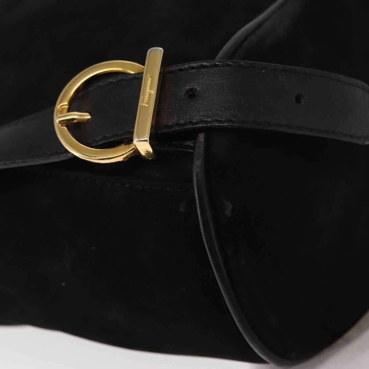 Salvatore Ferragamo Gancini Backpack Suede, BLACK, SUEDE, Backpack