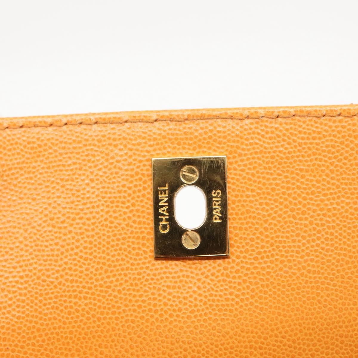 Chanel Vintage CC Flap Shoulder Bag Leather, ORANGE, LEATHER, Shoulder bag