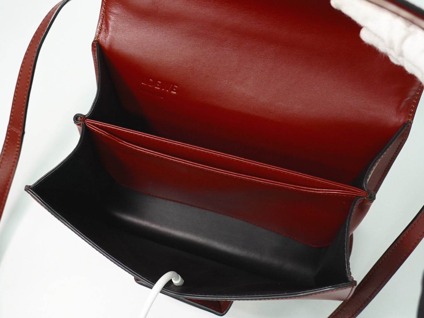 Loewe Barcelona Shoulder Bag Leather, BURGUNDY, LEATHER, Shoulder bag
