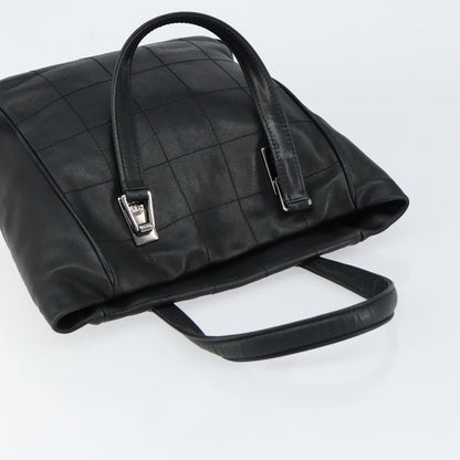 Chanel Square Stitch Tote Quilted Leather, BLACK, LEATHER, Tote bag