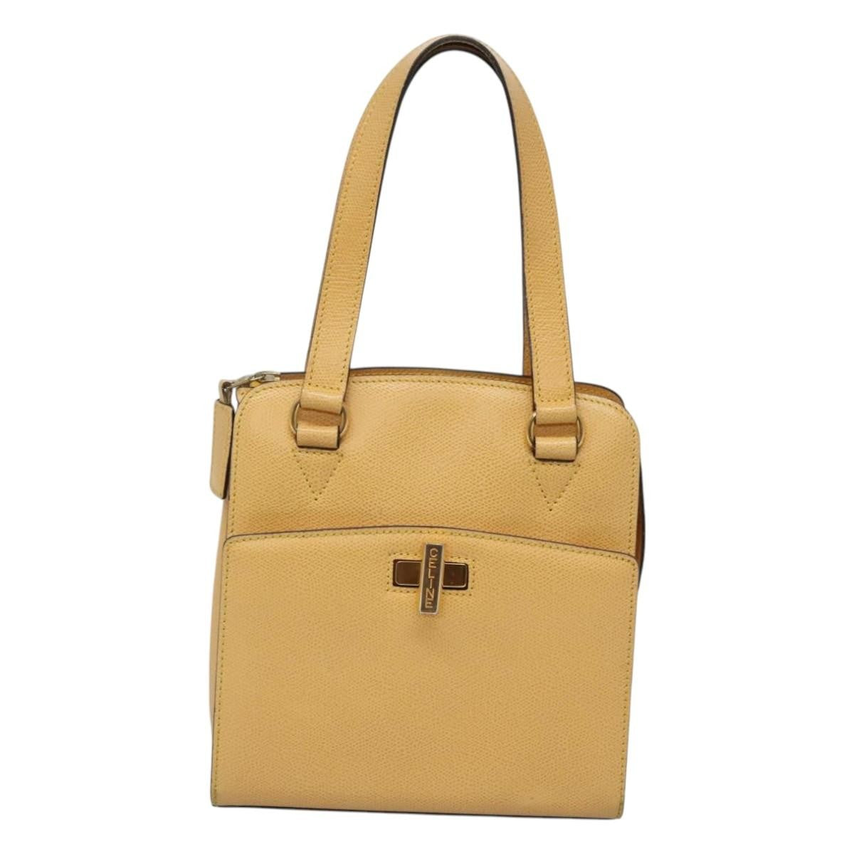 Celine Vintage turn lock shoulder bag Leather, YELLOW, LEATHER, Shoulder bag