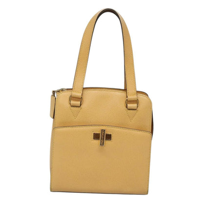 Celine Vintage turn lock shoulder bag Leather, YELLOW, LEATHER, Shoulder bag