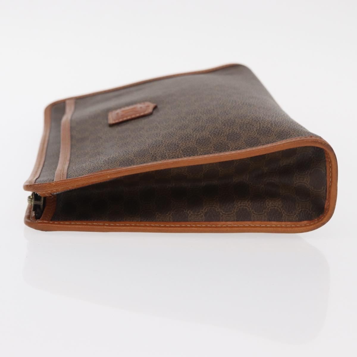 Celine Macadam Pochette Canvas and Leather, BROWN, CANVAS, Clutche & pouche