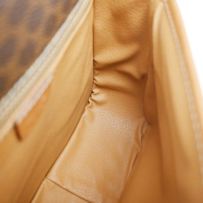 Celine Vintage Macadam Shoulder Bag Canvas and Leather, Brown, PVC, Shoulder Bag