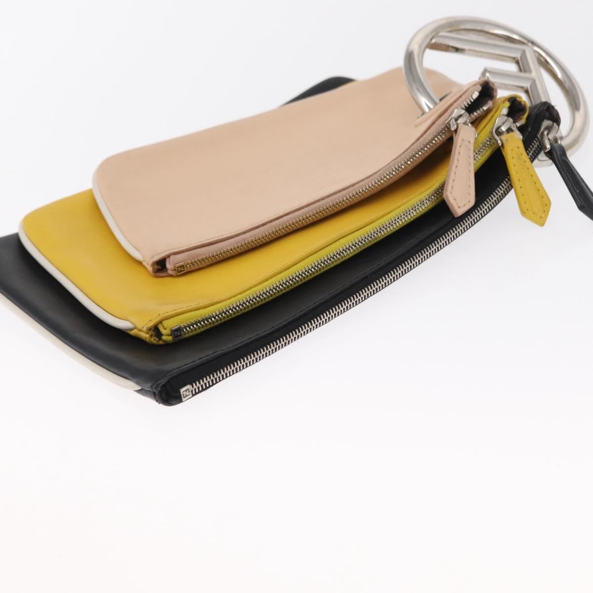 Fendi Triplette Pouch Set Calfskin, MULTICOLOUR, LEATHER, Clutche & pouche