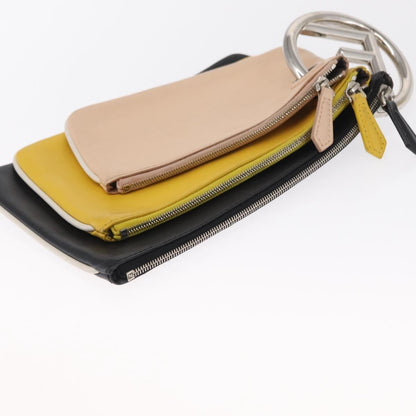 Fendi Triplette Pouch Set Calfskin, MULTICOLOUR, LEATHER, Clutche & pouche