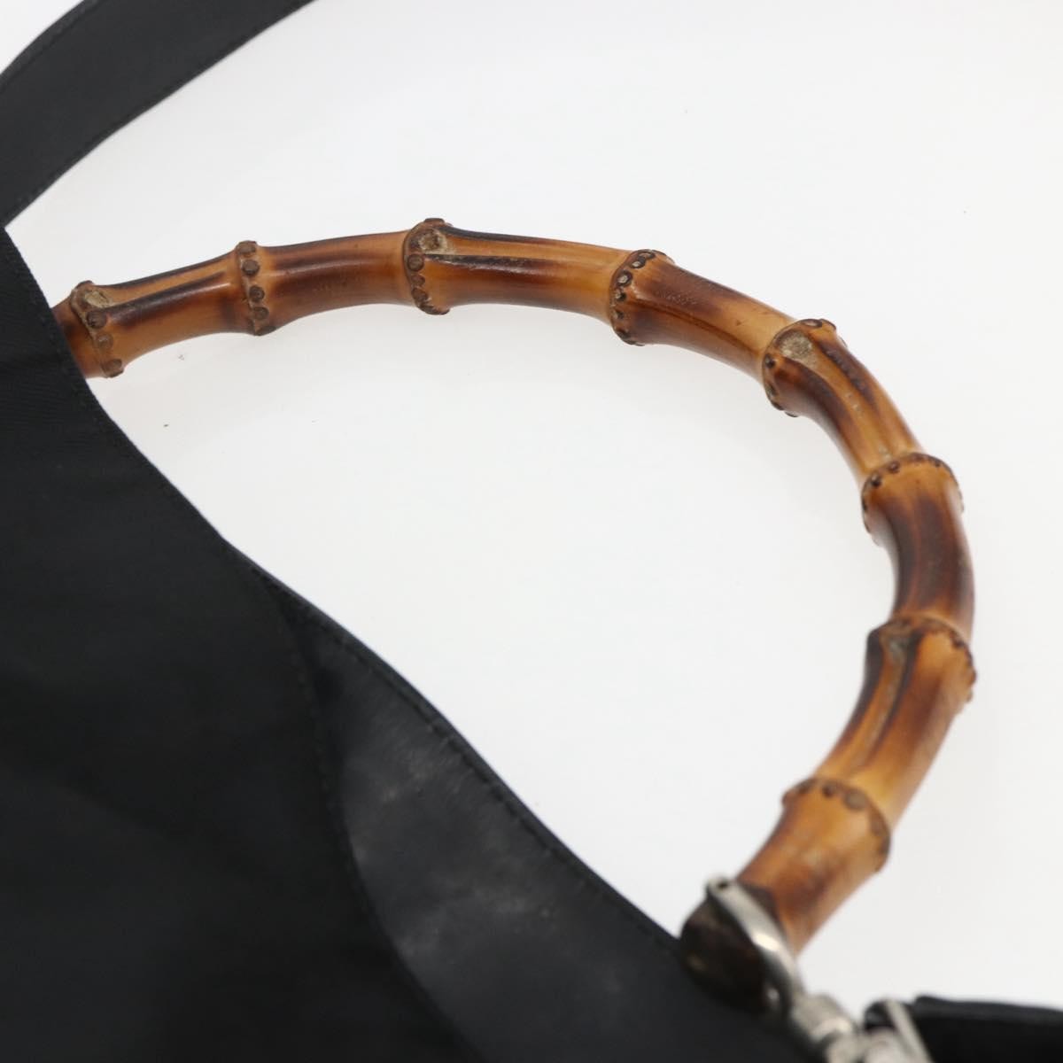 Gucci Vintage Bamboo Shoulder Bag Nylon, BLACK, NYLON, Tote bag