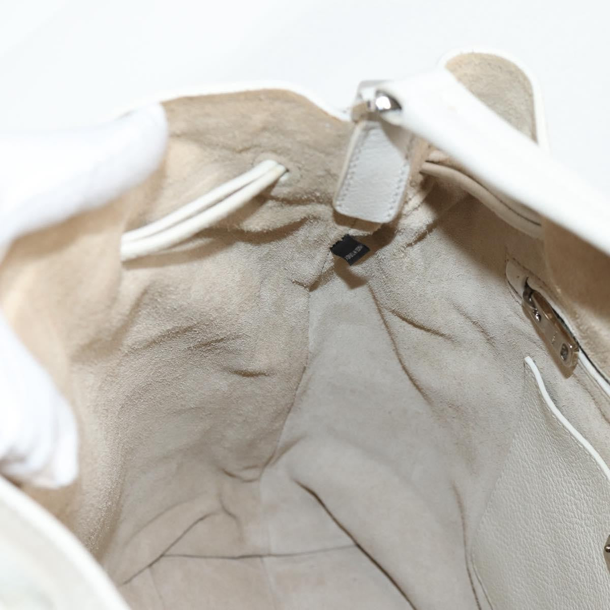 Miu Miu Drawstring Satchel Leather, SILVER, LEATHER, Handbag