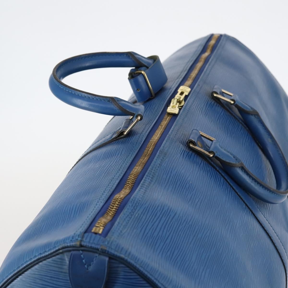 Louis Vuitton Keepall Bag Epi Leather, BLUE, LEATHER, Travel bag
