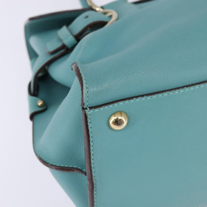 Salvatore Ferragamo Virna Satchel Leather, BLUE, LEATHER, Handbag