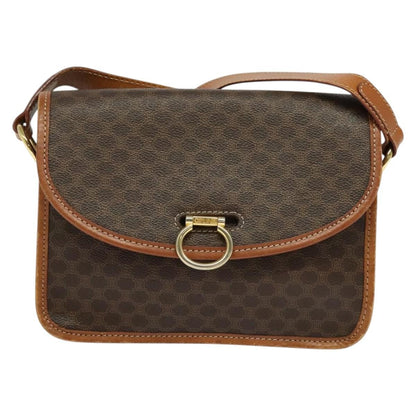 Celine Vintage Macadam Shoulder Bag Canvas and Leather, BROWN, CANVAS, Shoulder bag