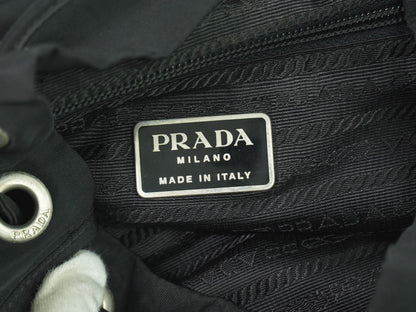 Prada Double Front Pocket Backpack Tessuto, BLACK, NYLON, Backpack