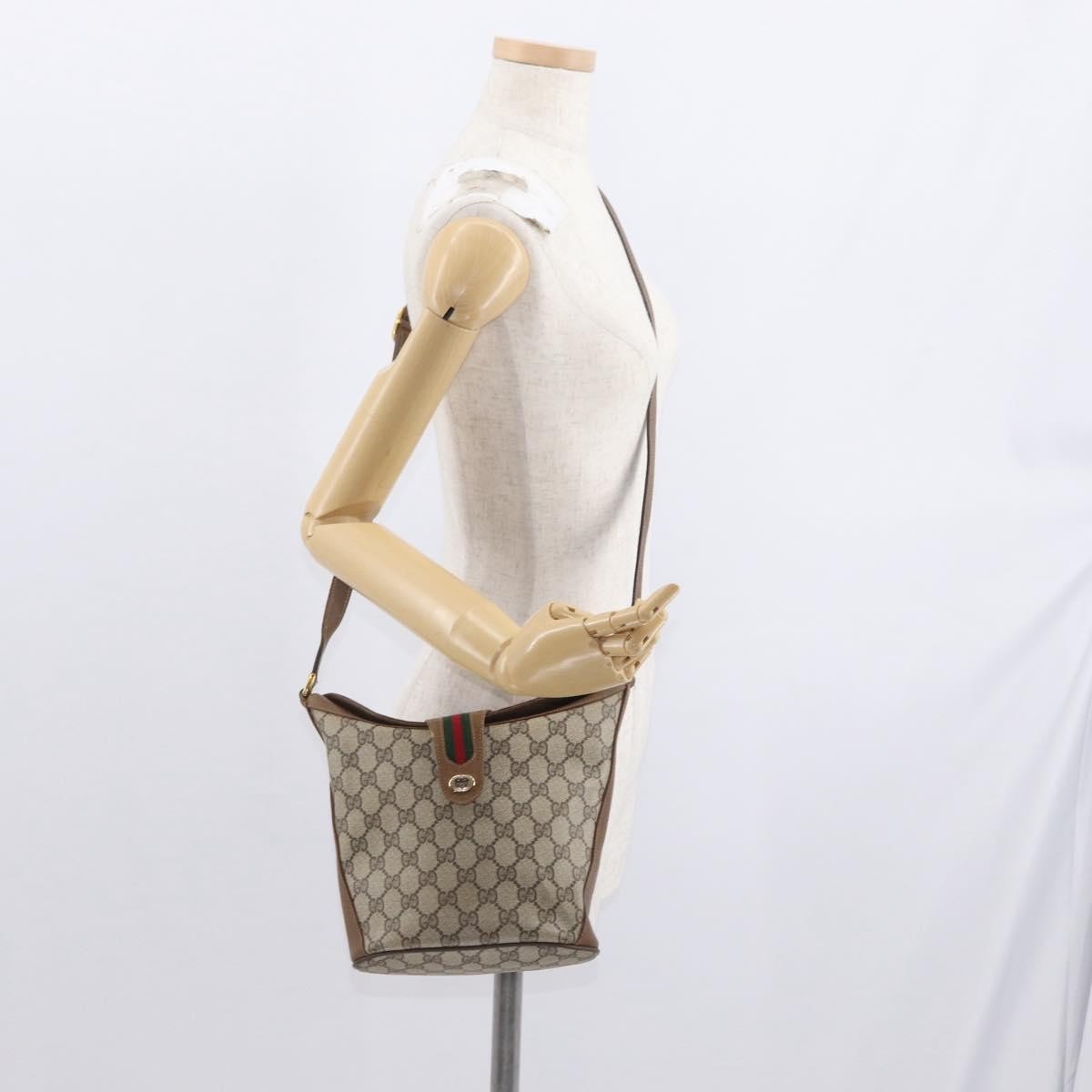 Gucci Vintage Open Shoulder Bag (Outlet) GG Canvas with Leather, BEIGE, PVC, Shoulder bag