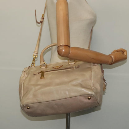 Prada Front Pocket Convertible Tote Leather, BEIGE, LEATHER, Tote bag