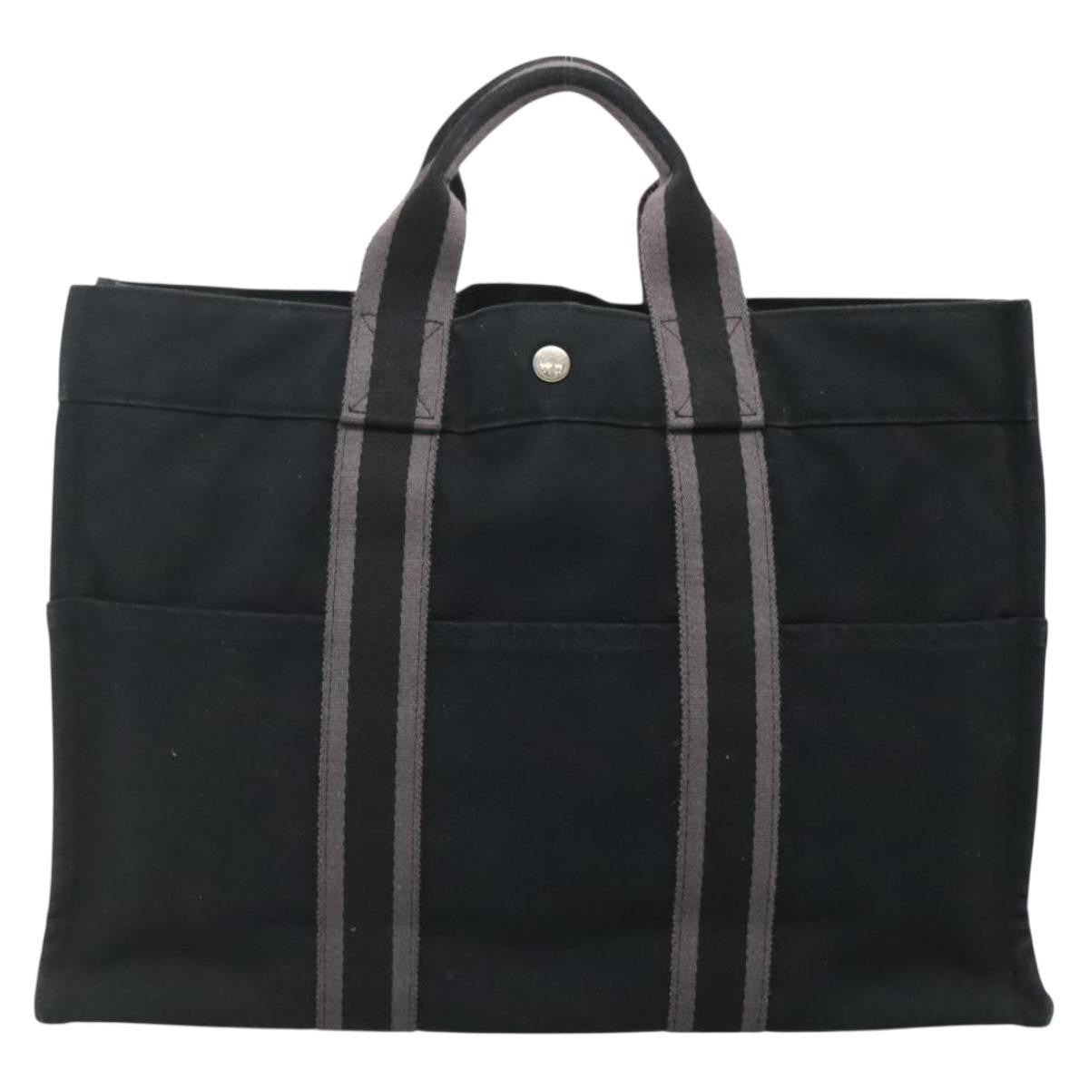 Hermes Fourre Tout Tote Canvas, BLACK, CANVAS, Tote bag