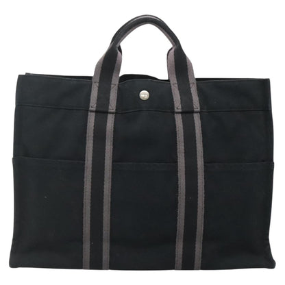 Hermes Fourre Tout Tote Canvas, BLACK, CANVAS, Tote bag