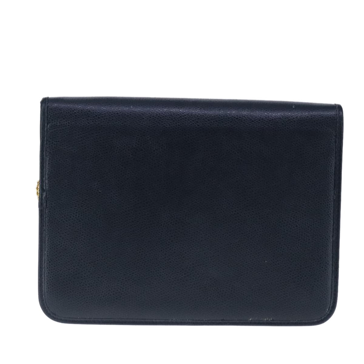 Christian Dior Vintage CD Chain Flap Shoulder Bag Leather, NAVY, LEATHER, Shoulder bag