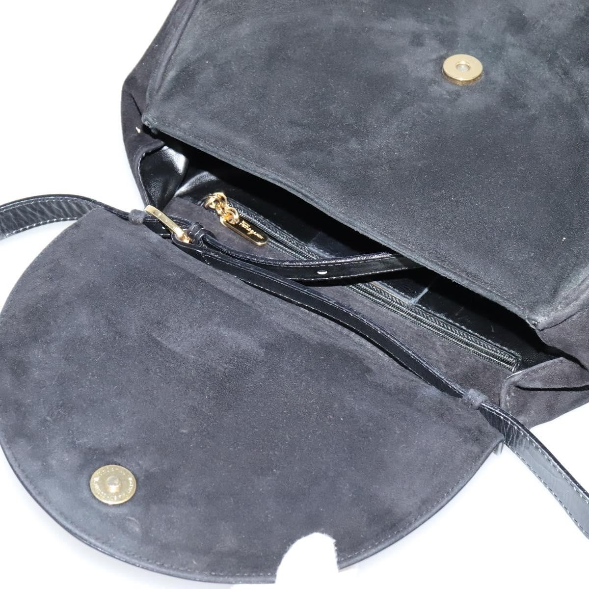 Salvatore Ferragamo Flap Handbag Leather, BLACK, LEATHER, Handbag