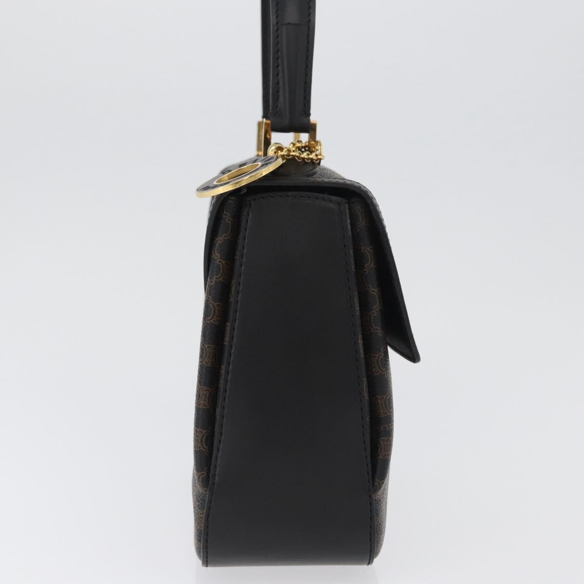 Celine Vintage Convertible Top Handle Bag Macadam Coated Canvas, Black, Canvas, Handbag