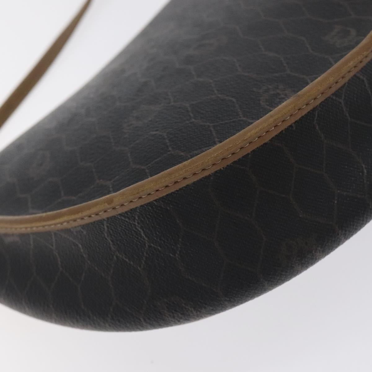 Christian Dior Vintage Honeycomb Flap Crossbody Bag Coated Canvas, BLACK, CANVAS, Crossbody bag