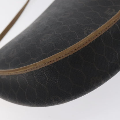 Christian Dior Vintage Honeycomb Flap Crossbody Bag Coated Canvas, BLACK, CANVAS, Crossbody bag