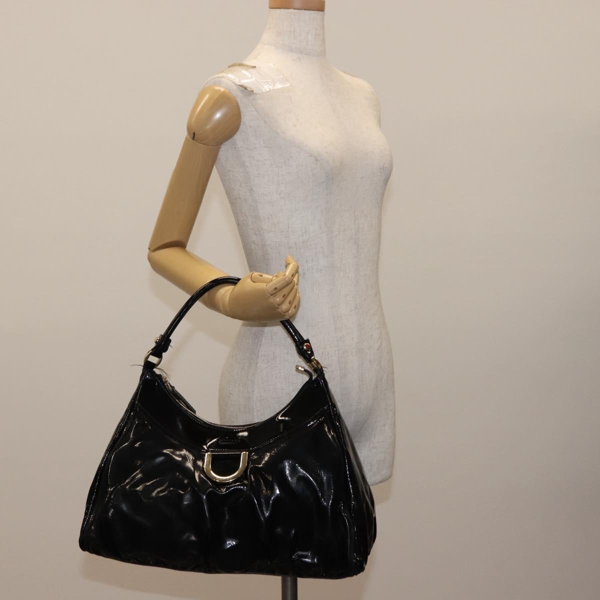 Gucci D Ring Hobo Patent, BLACK, PATENT_LEATHER, Shoulder bag