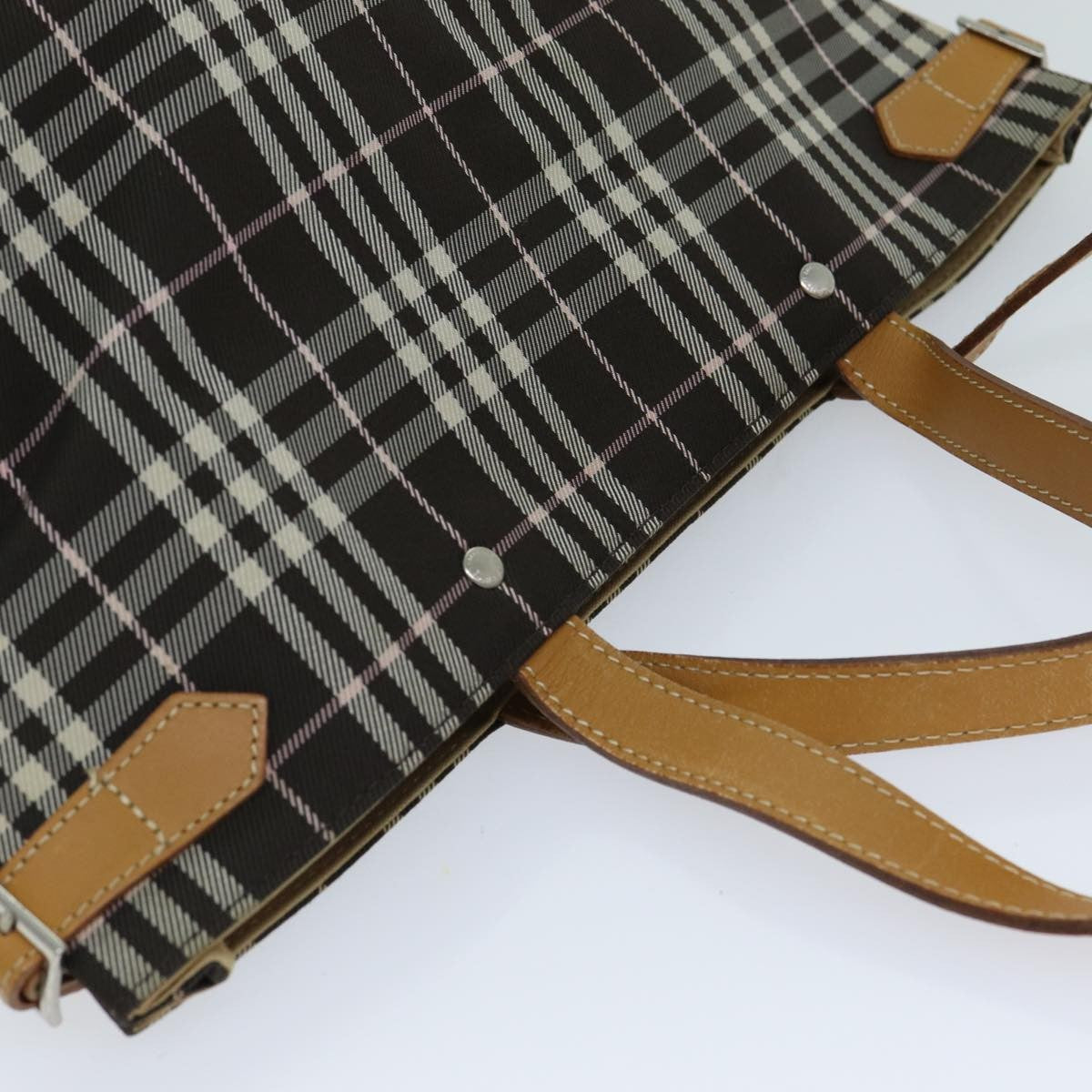 Burberry Nova Check Blue Label Nylon, Brown, Nylon, Tote Bag