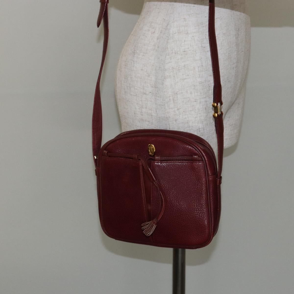 cartier Tasseled Must de Cartier Crossbody Bag Leather, BURGUNDY, LEATHER, Shoulder bag