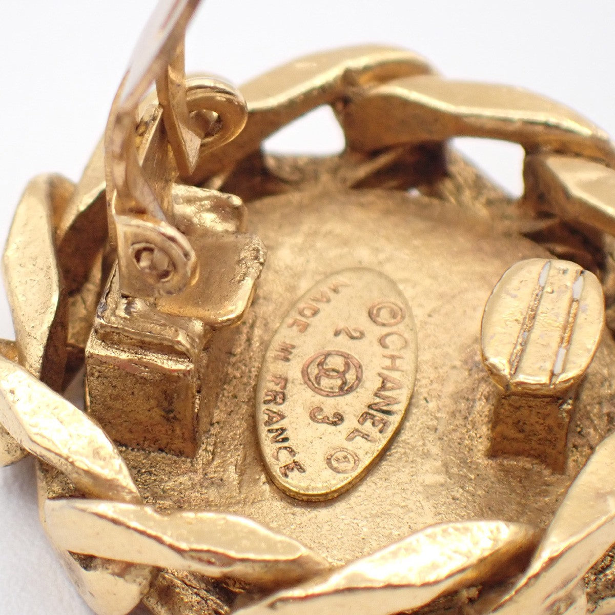 Chanel Vintage CC Round Clip-On Earrings Metal with Crystals, Gold, Gold Plated, Earrings