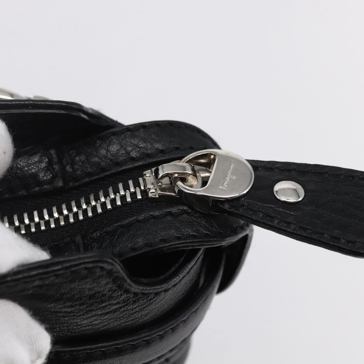 Salvatore Ferragamo Gancini Tote Leather, BLACK, LEATHER, Tote bag