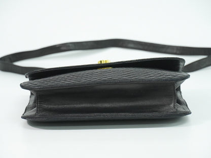 Bally Vintage Handbag Quilted Leather, BLACK, LEATHER, Handbag