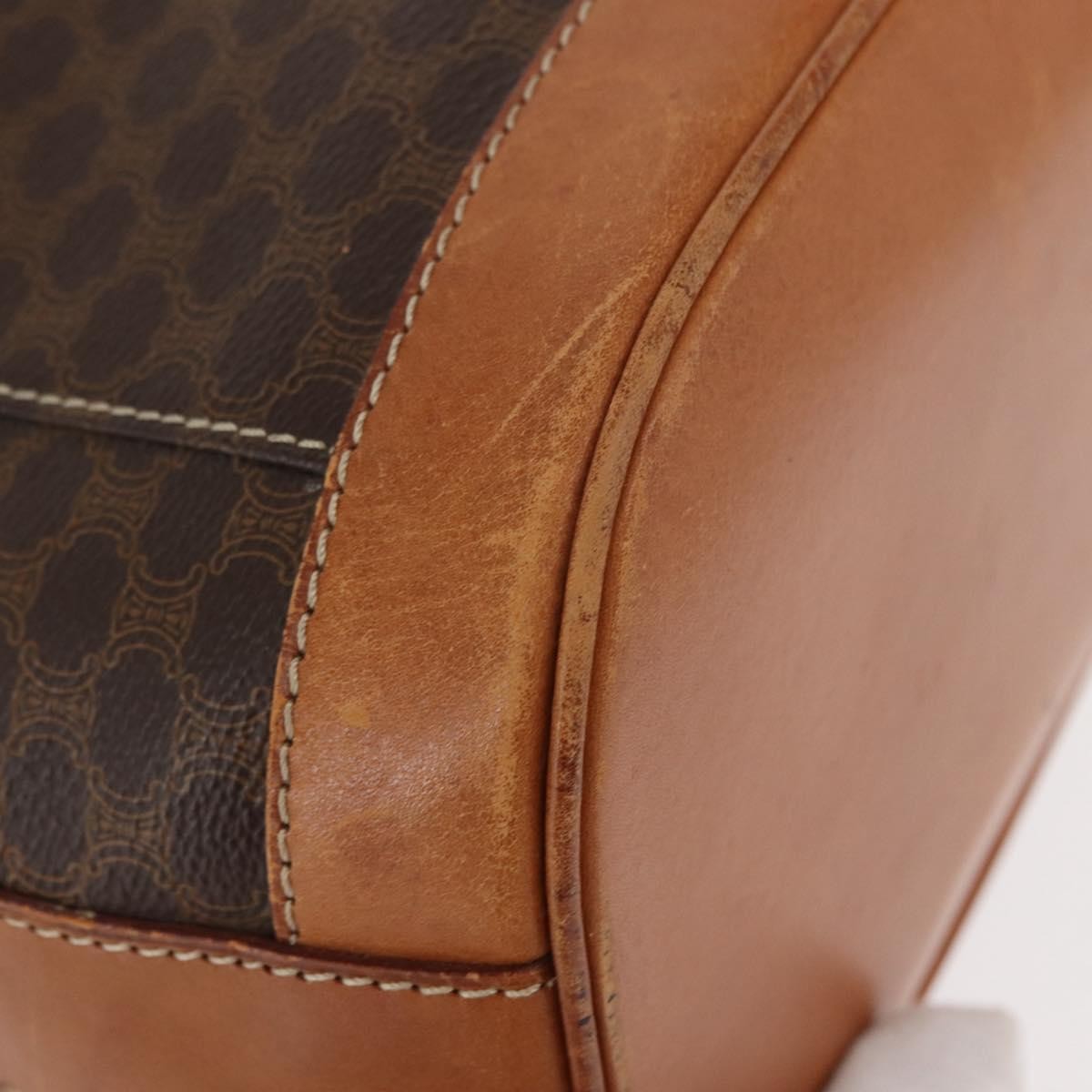 Celine Vintage Macadam Shoulder Bag Canvas and Leather, BROWN, CANVAS, Shoulder bag