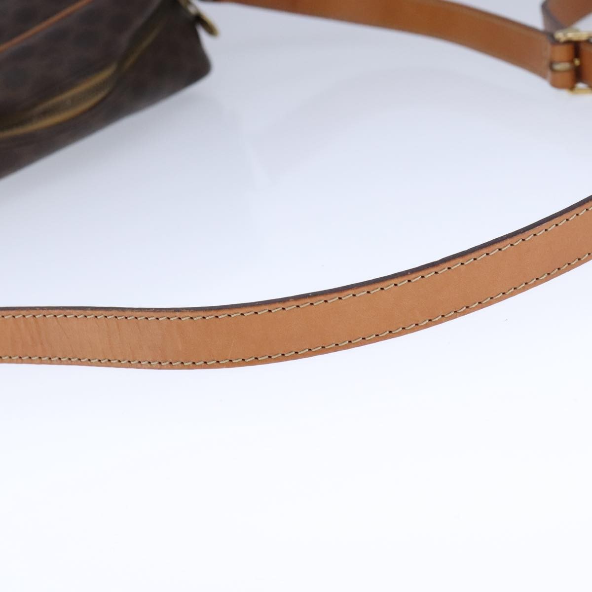 Celine Vintage Macadam Shoulder Bag Leather, BROWN, PVC,Leather,Canvas, Shoulder bag