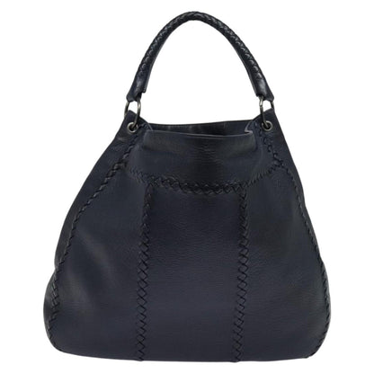 Bottega Veneta Open Hobo Cervo with Intrecciato Detail, NAVY, LEATHER, Shoulder bag