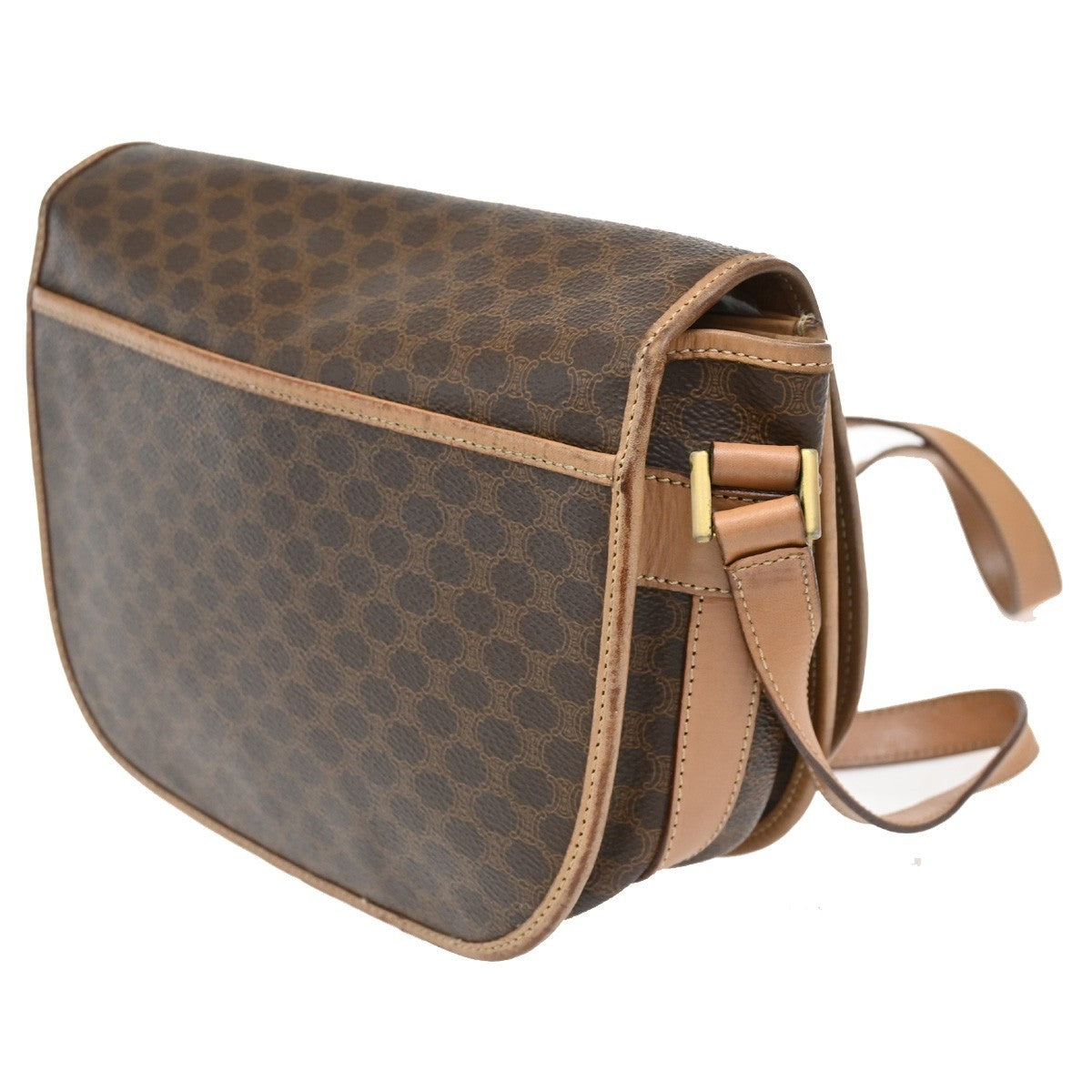 Celine Macadam Shoulder Bag Canvas, BROWN, CANVAS, Shoulder bag