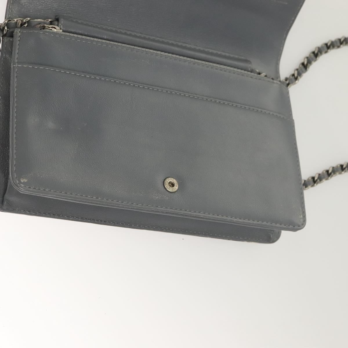 Chanel Wallet on Chain Camellia Patent, GRAY, PATENT_LEATHER, Shoulder bag
