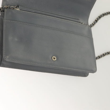 Chanel Wallet on Chain Camellia Patent, GRAY, PATENT_LEATHER, Shoulder bag