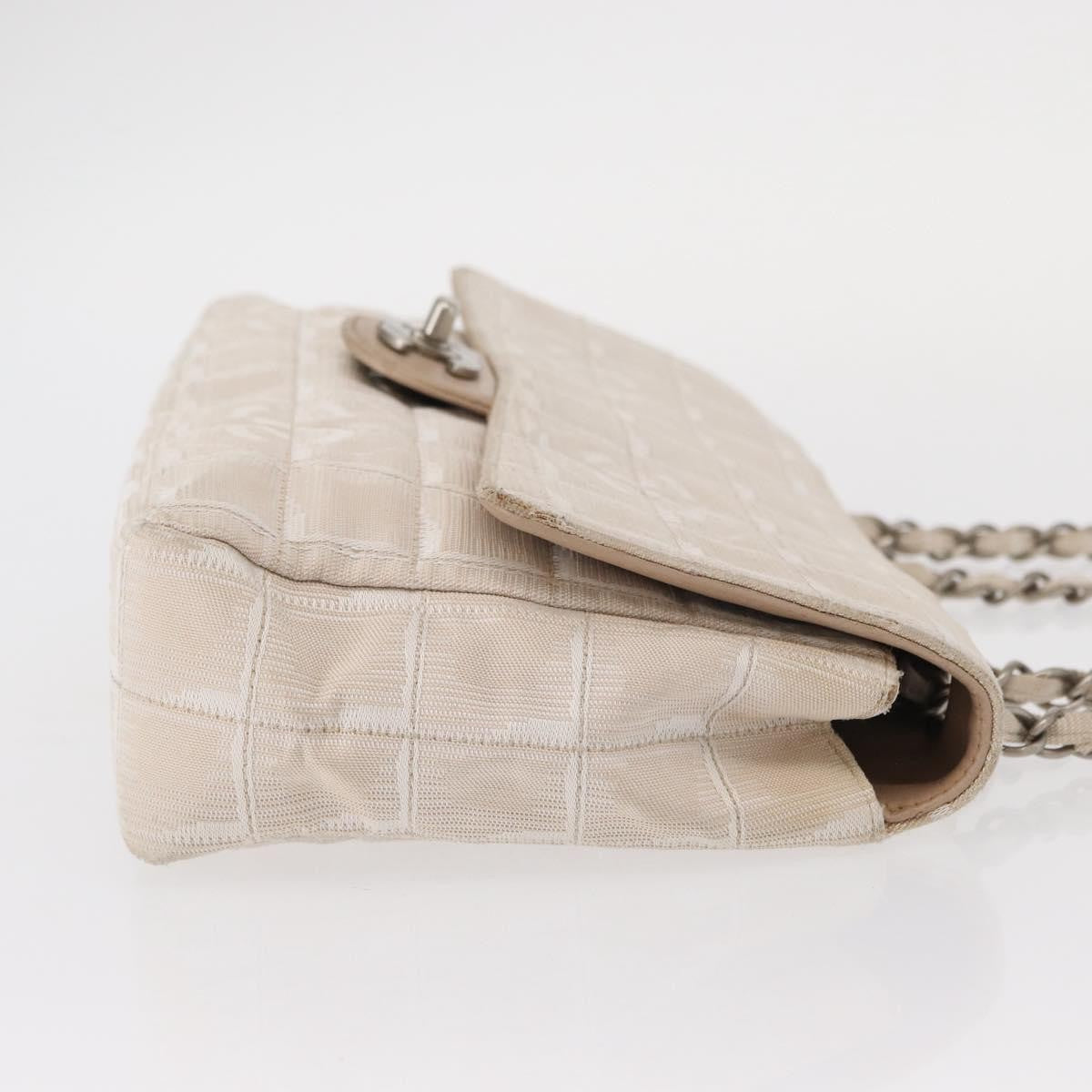 Chanel Travel Line Flap Bag Canvas, BEIGE, CANVAS, Shoulder bag