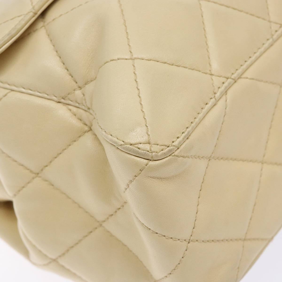 Chanel Vintage CC Flap Crossbody Bag Quilted Lambskin, BEIGE, LEATHER, Shoulder bag