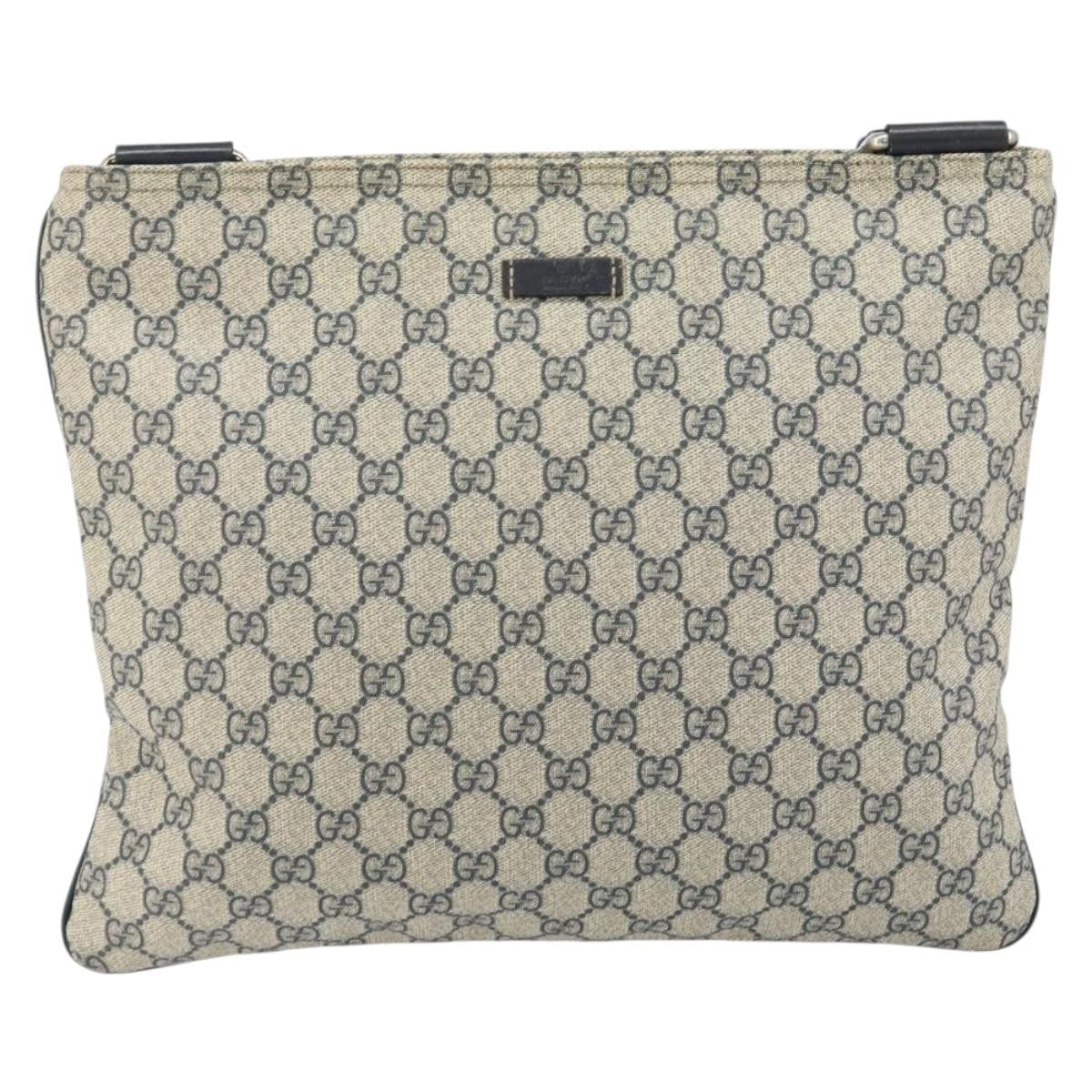 Gucci Zip Top Messenger Bag GG Coated Canvas, NAVY, PVC, Shoulder bag