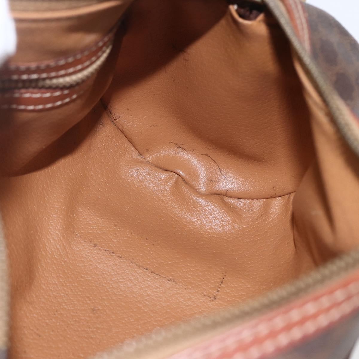 Celine Vintage Macadam Handbag Canvas and Leather, BROWN, CANVAS, Handbag