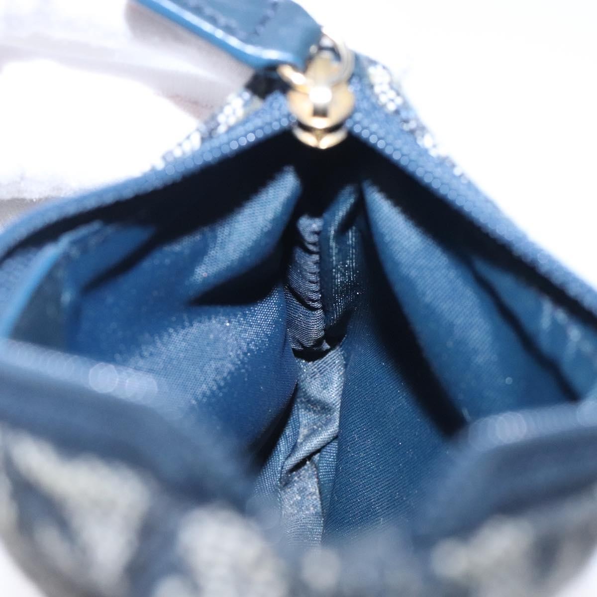 Christian Dior Vintage Saddle Zip Coin Purse Diorissimo Canvas, NAVY, CANVAS, Clutche & pouche