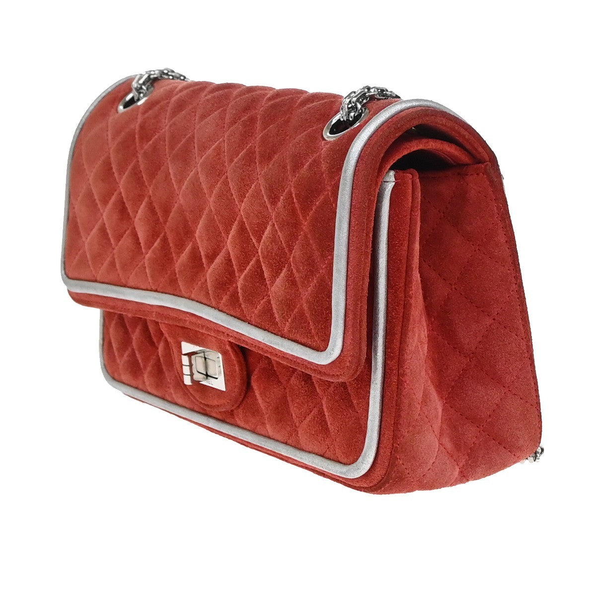 Chanel Reissue 2.55 Flap Bag Quilted Suede with Metallic Calfskin, RED, SUEDE, Shoulder bag