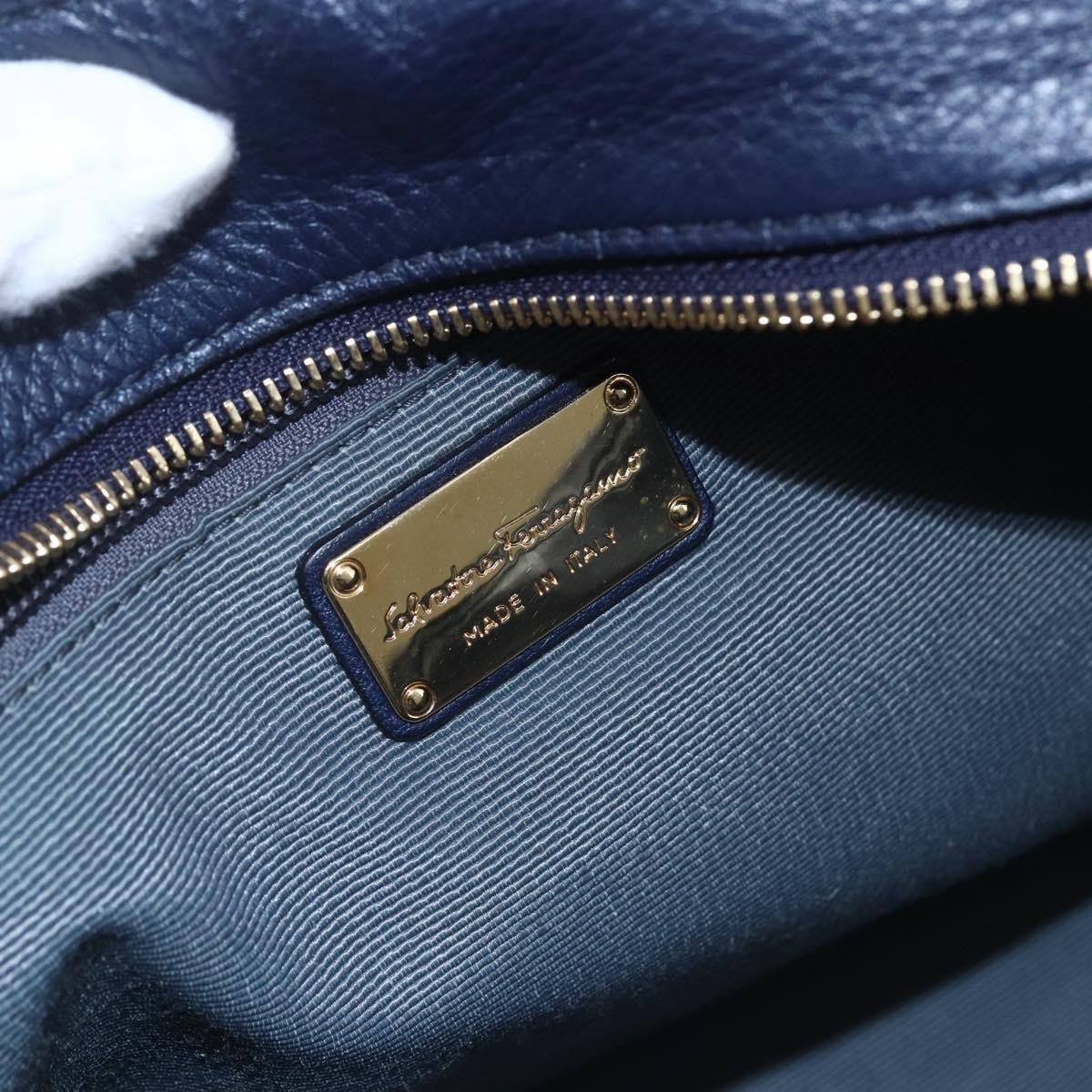 Salvatore Ferragamo Izzie Gancini Embossed Tote Soft Calf, BLUE, LEATHER, Tote bag