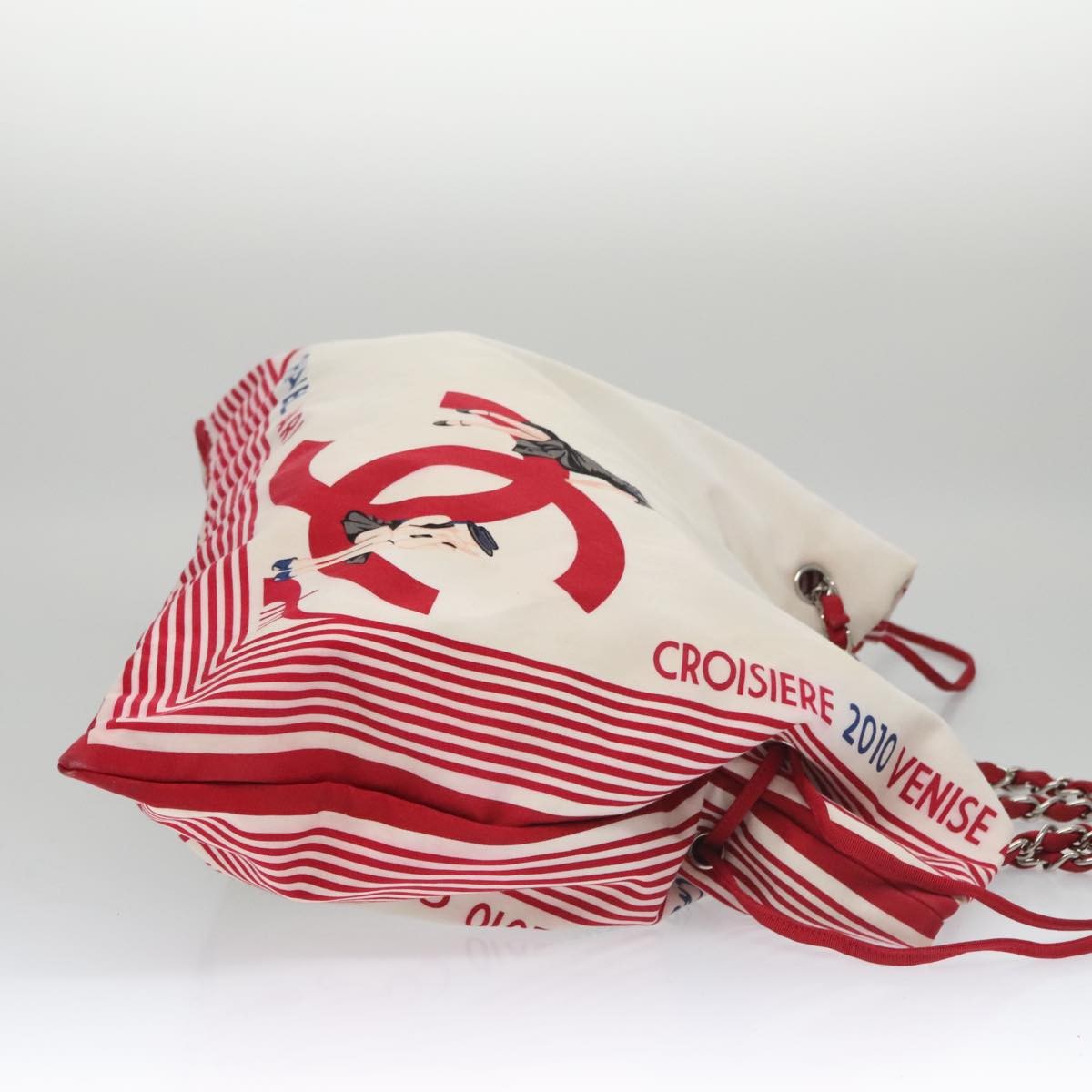 Chanel Paris-Venice Bon Bon Tote Printed Canvas, WHITE, NYLON, Tote bag