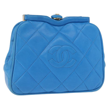 Chanel Vintage Diamond CC Tassel Waist Bag Quilted Lambskin, BLUE, LEATHER, Clutche & pouche