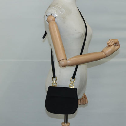 Salvatore Ferragamo Gancini Shoulder Bag Suede, BLACK, SUEDE, Shoulder bag