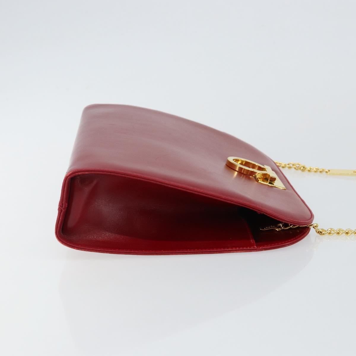 Salvatore Ferragamo Vintage Gancini Chain Shoulder Bag Leather, RED, LEATHER, Shoulder bag