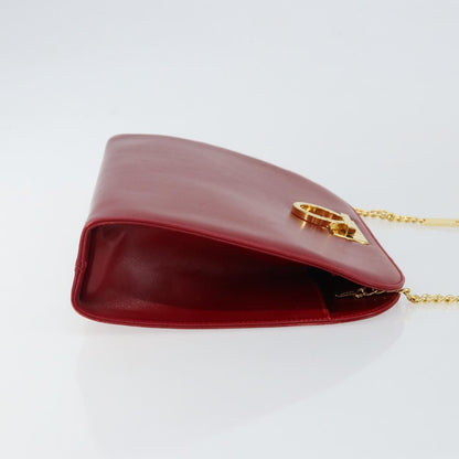 Salvatore Ferragamo Vintage Gancini Chain Shoulder Bag Leather, RED, LEATHER, Shoulder bag