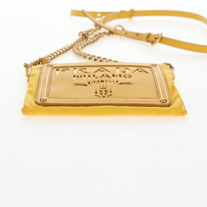 Prada Logo Chain Crossbody Bag Tessuto and Saffiano Leather, YELLOW, NYLON, Clutche & pouche